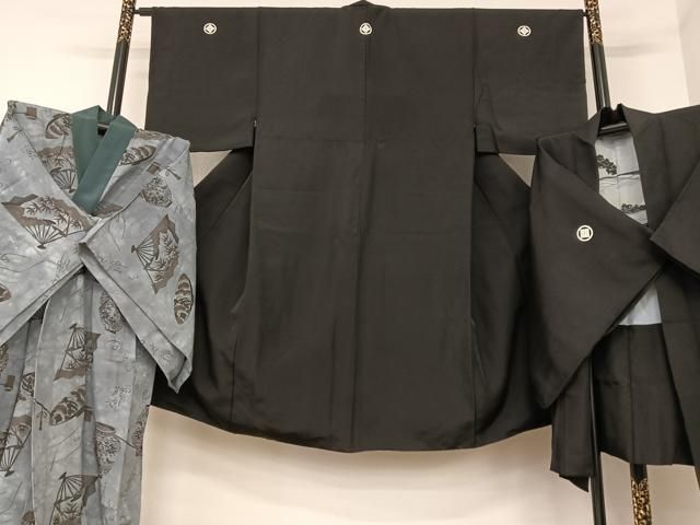 トールサイズ  しつけ付き 紺鼠地にワンチャンいっぱい 半衿付き正絹長襦袢 トールサイズ しつけ付き 紺鼠地にワンチャンいっぱい 半衿付き