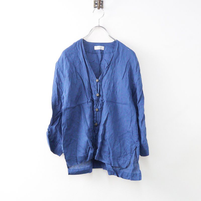 アトリエナルセ atelier naruse linen shirt cardigan リネンシャツカーディガン F/ブルー  トップス【2400014001877】 - メルカリ