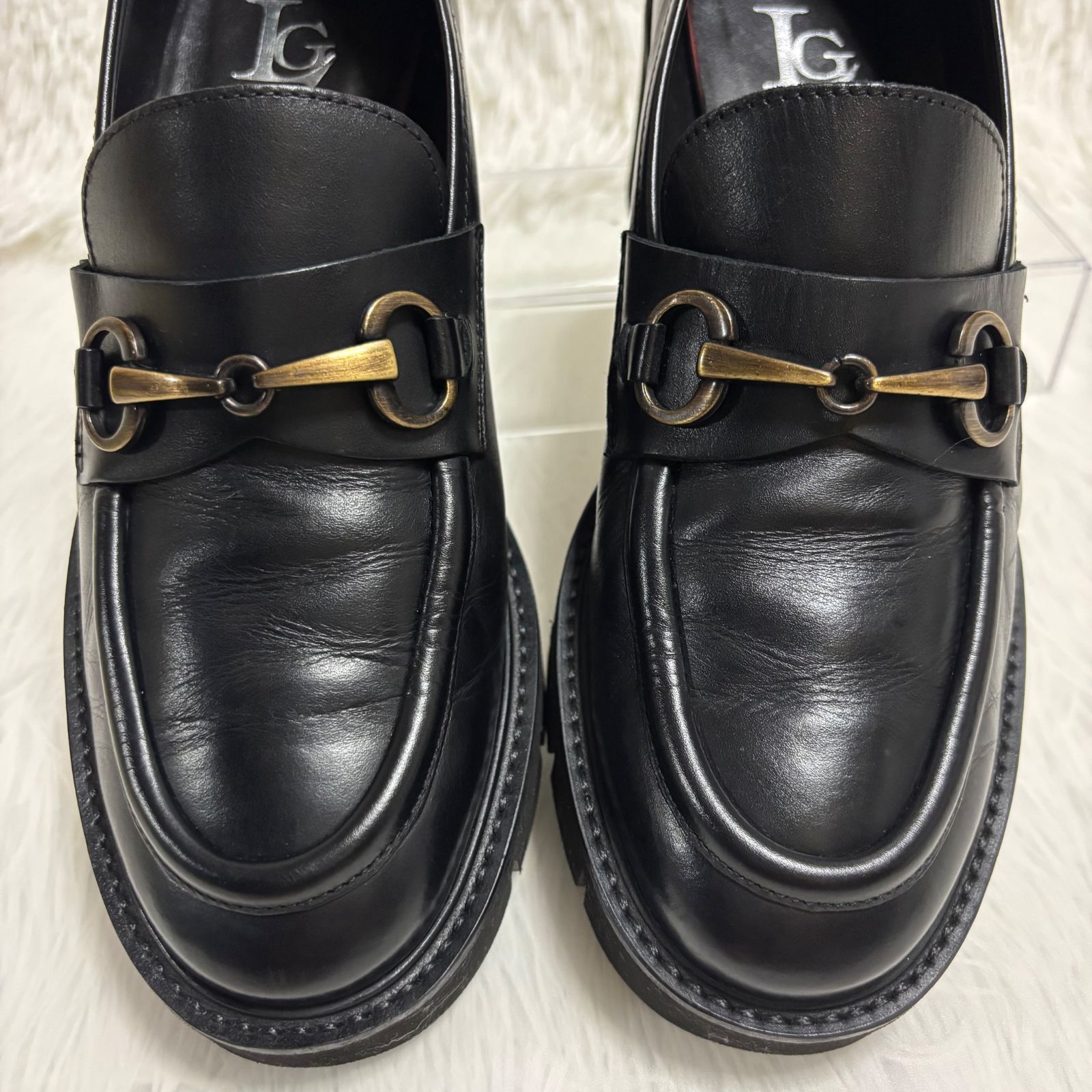 美品 ルカ グロッシ ブラック 厚底 ビットローファー 37 LucaGrossi(ルカ グロッシ)｜厚底ビットローファー/ブラック の