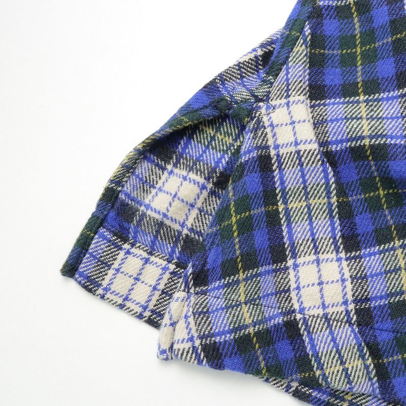 未使用級✨45R インディゴチェック フリルカシュクールブラウス 羽織り シャツ 45R インディゴチェックフリルカシュクールブラウス羽織りシャツ