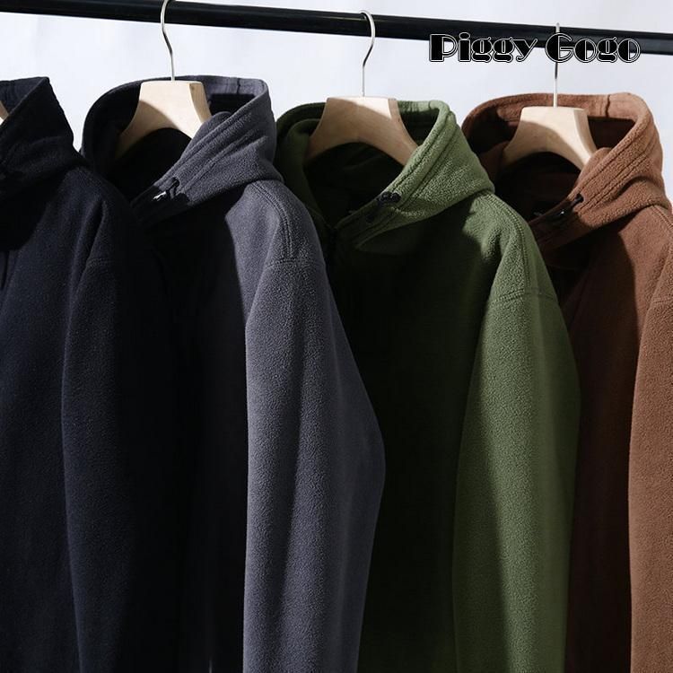 フリースパーカー メンズ パーカー プルオーバー トップス 裏起毛 あたたか 防寒 秋服 秋物
