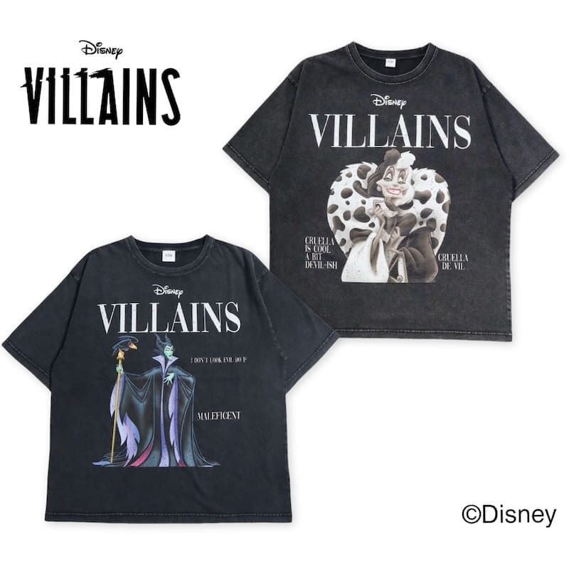 新品 ディズニー ヴィランズ Disney VILLAINS 半袖 Tシャツ 半袖Tシャツ ティーシャツ プリント マレフィセント クルエラ 悪役 魔女 キャラクター グッズ ヴィンテージ 加工 ユニセックス メンズ レディース 黒 ブラック