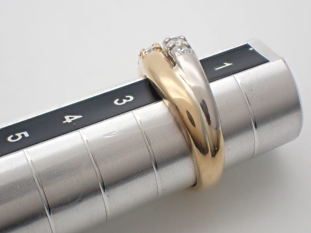 K18 Pt900 イエローゴールド プラチナ コンビ ダイヤリング 0.50ct 2号  