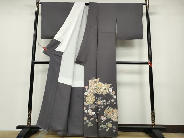 平和屋着物●豪華色留袖 作家物 駒刺繍 宝尽くし飛鶴花文 金銀彩 健勝苑扱い 正絹 CAAZ2427ut