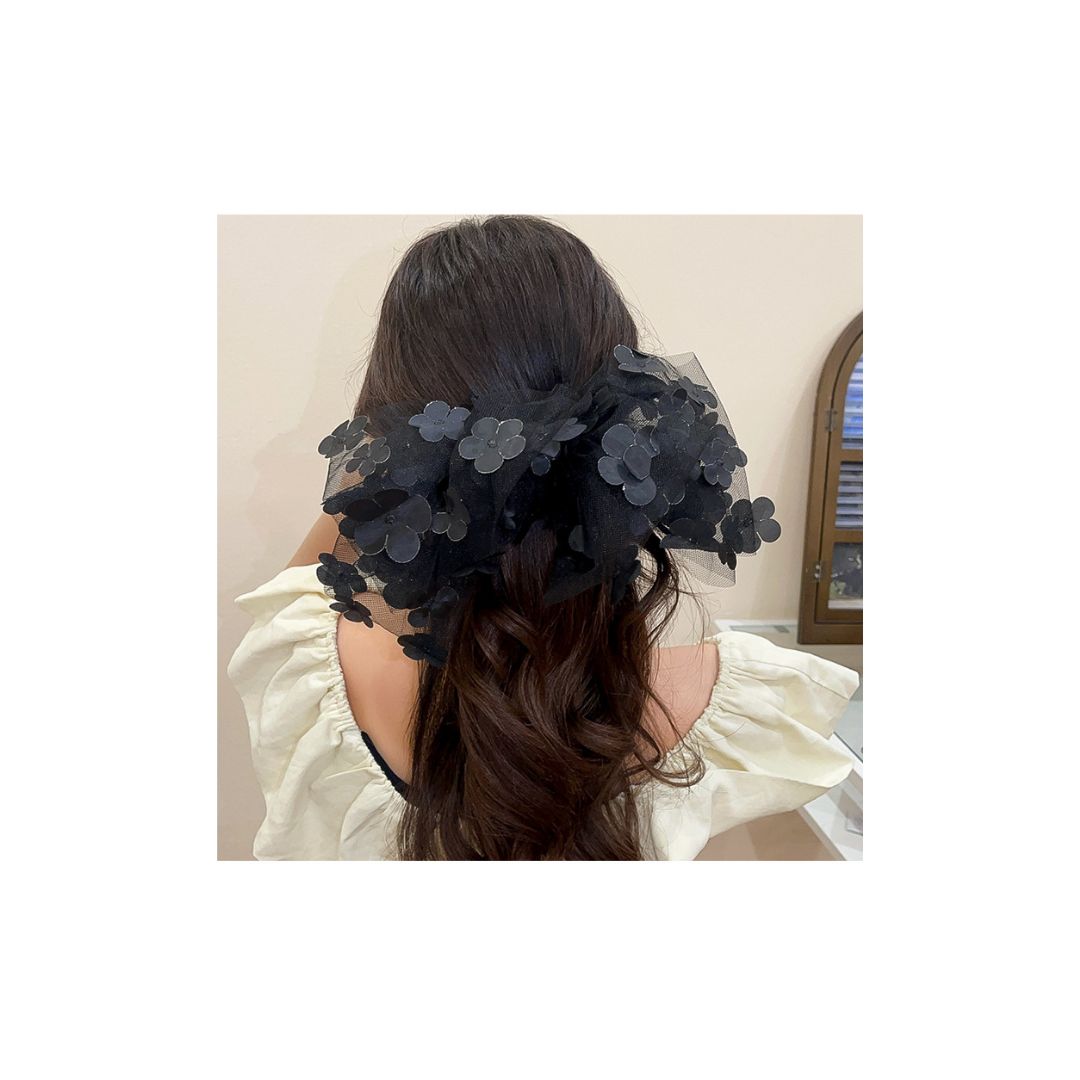 ヘアアクセサリー 大きいリボン 高級感 浴衣 花 可愛い 結婚式 チュール コスチューム 着付け セット 帯 黒 簡単に着れる 白 青 紺 セクリスマス 髪飾り バック 大人 キッズ パール 収納 クリップ お呼ばれ 花 ショート シルバー 黒 子供 大きい -