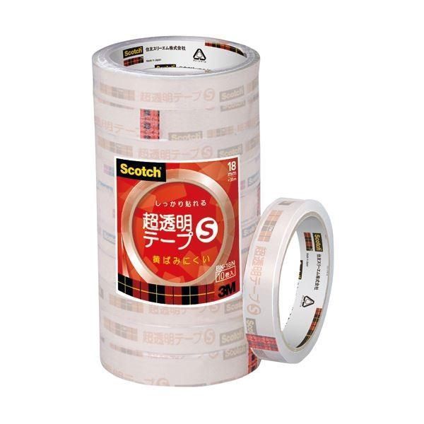 (まとめ) 3M スコッチ 超透明テープS18mm×35m BK-18N 1パック（10巻） 〔×10セット〕