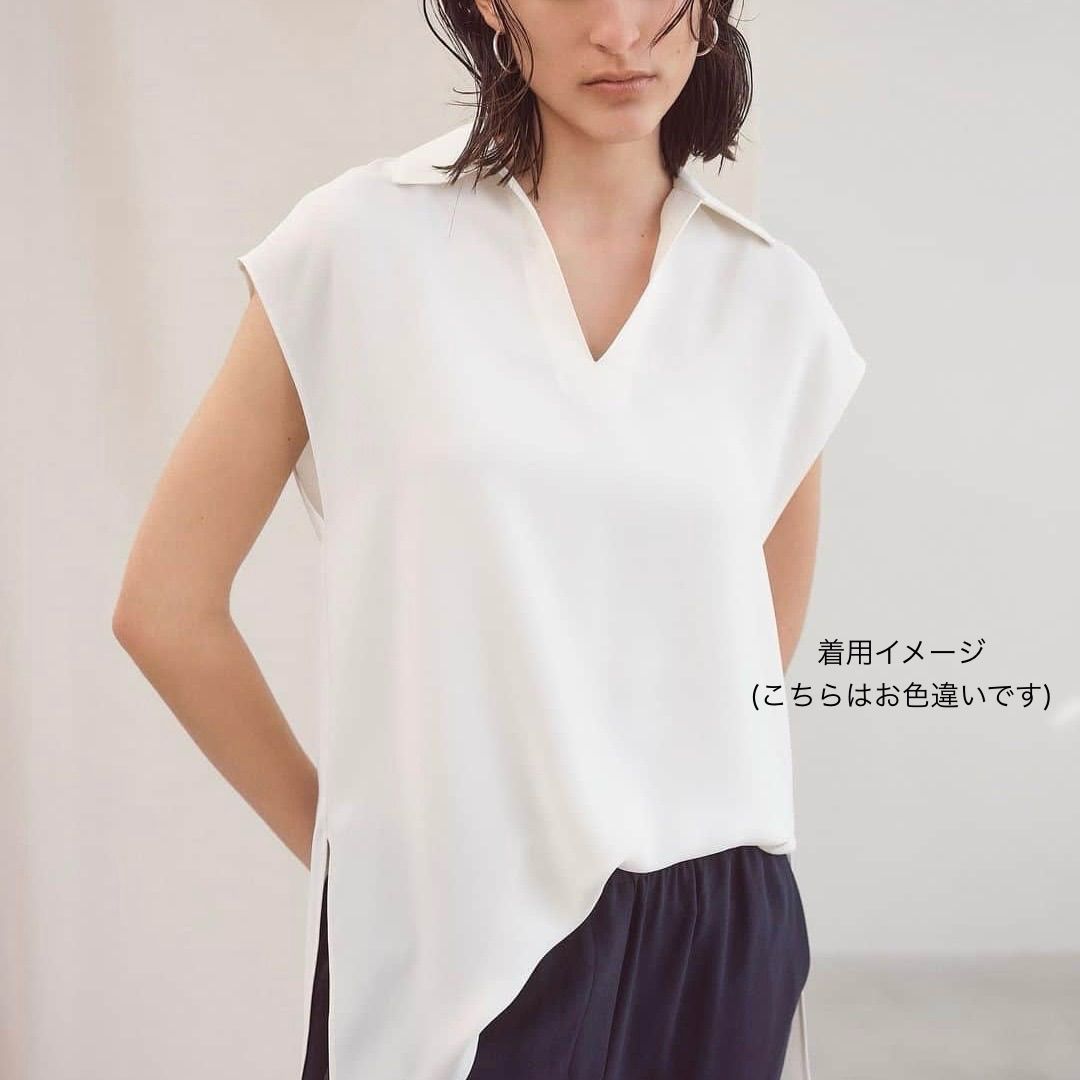 Theory luxe シャツカラーフレンチスリーブブラウス Marvine Jarine