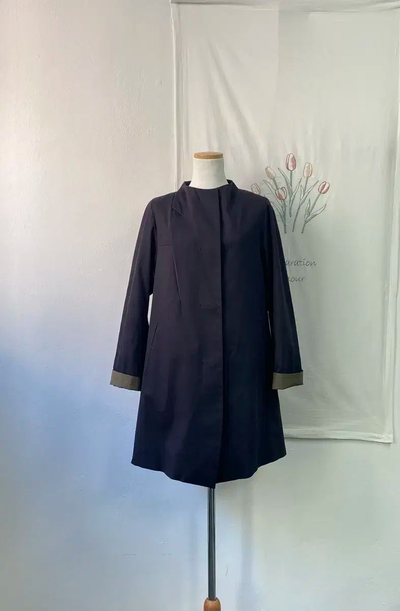 KUHO リー袖 バイカラー POINT カラーレスコート