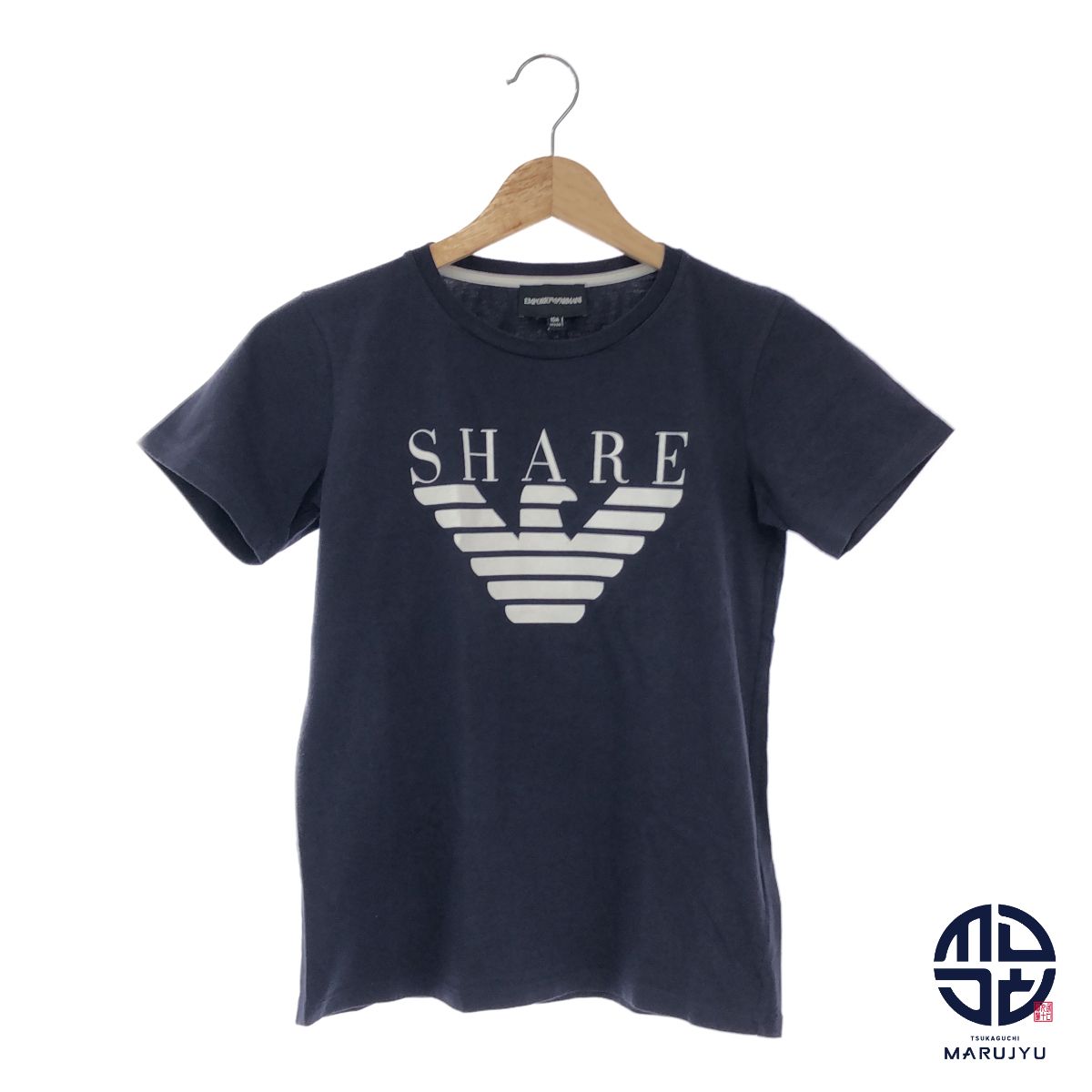 EMPORIO ARMANI エンポリオアルマーニ ブランドモチーフ ロゴ プリント ネイビー 紺 Tシャツ キッズ 10A 子供服 アパレル