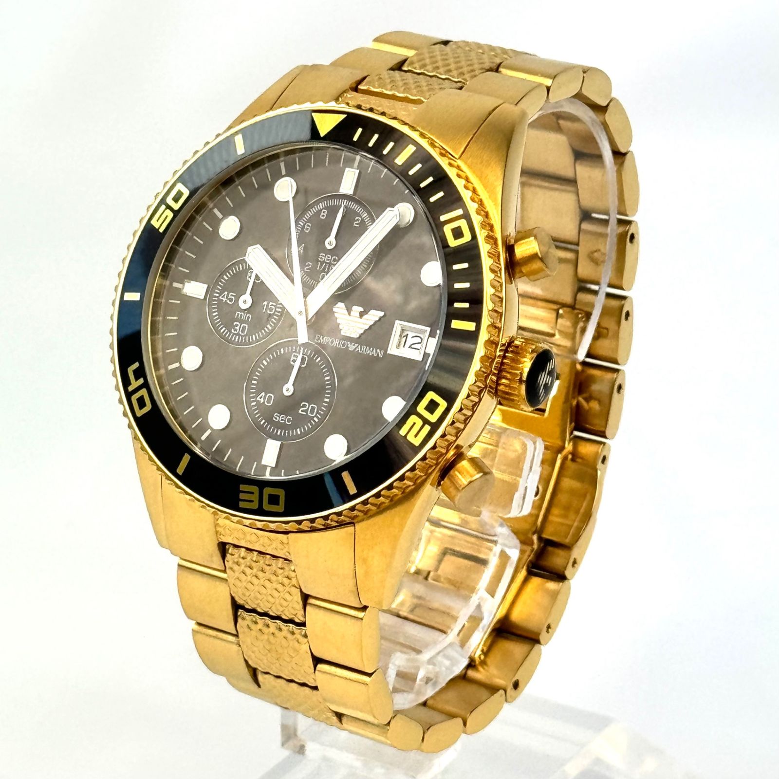 美品　エンポリオアルマーニ　AR-5857 腕時計 EMPORIO ARMANI MENS CHRONOGRAPH WATCH AR5857 BLACK DIAL