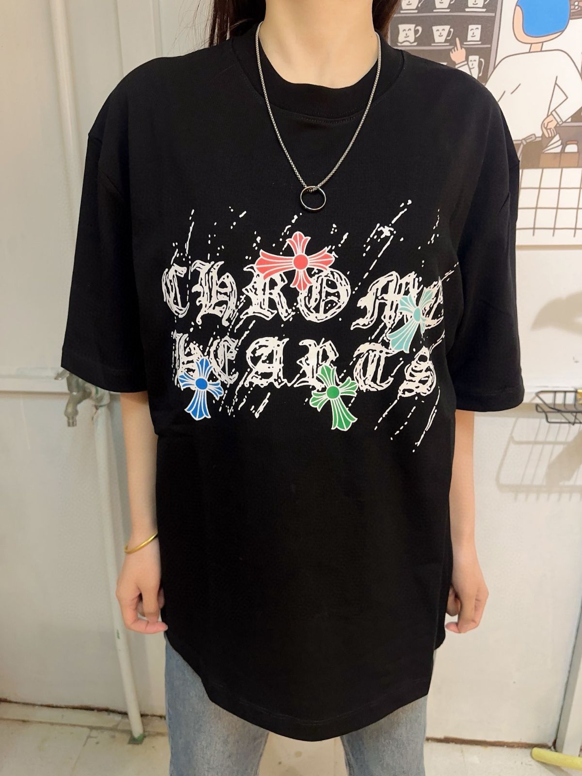 Chrome Hearts クロムハーツ CH スケッチ手描き梵字プリント半袖Tシャツ  男女兼用