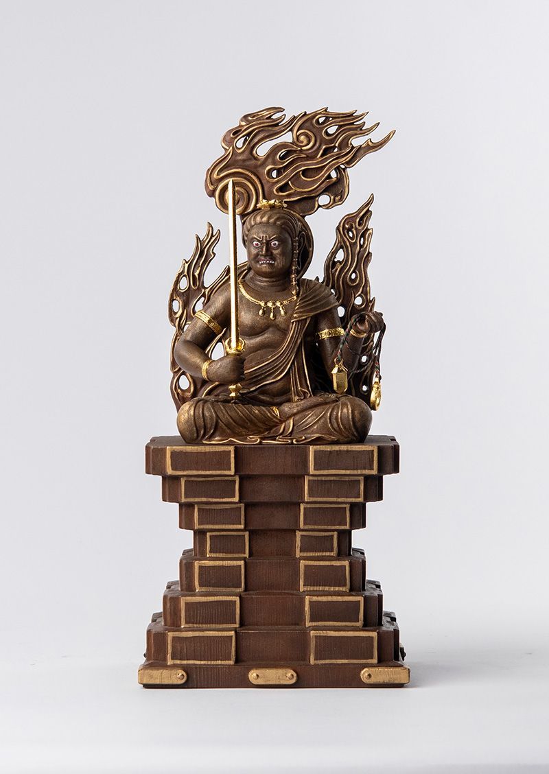 仏教美術 時代彩色木彫 江戸期 不動明王像 仏像 古作 細密細工