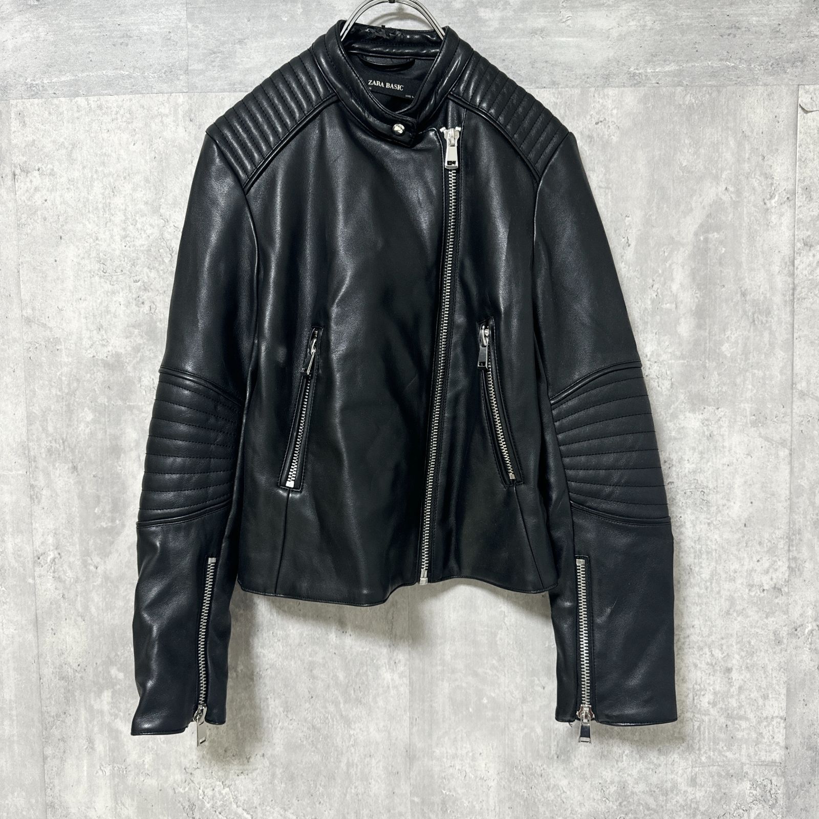ZARA ZARA BASIC ザラベーシック レザーライダースジャケットS*上着 