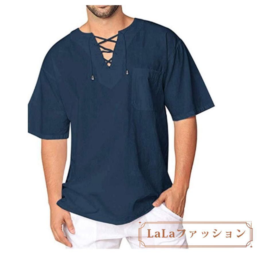 シャツ 綿麻 半袖 3色 S-2XLsize ヘンリーネック リネン 23zm181 シャツ 綿麻 半袖 3色 S-2XLsize ヘンリーネック リネン 23zm181