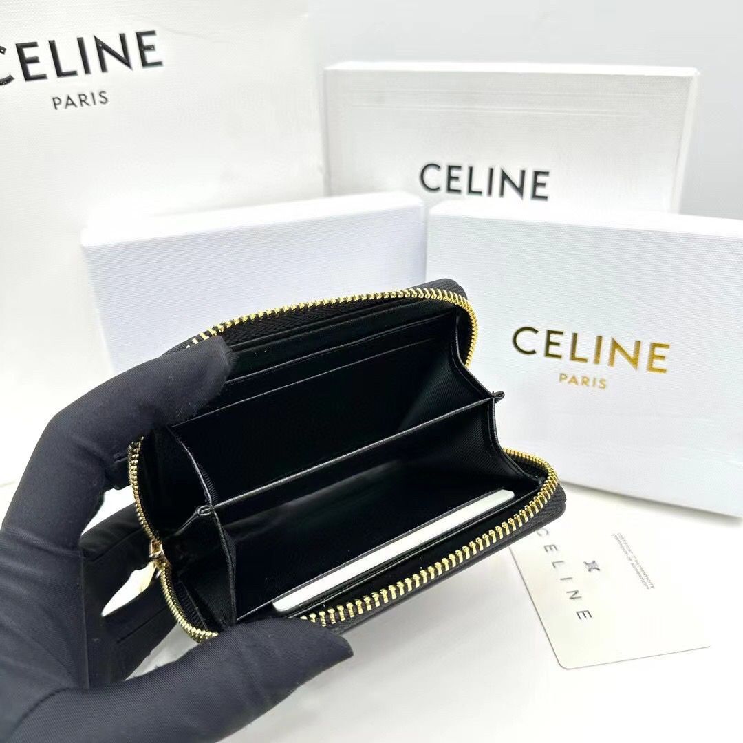 CELINE セリーヌ 箱付き 二折り財布 小銭入れ コインケース ウォレット レザー ブラック 黒 新品 未使用 - メルカリ