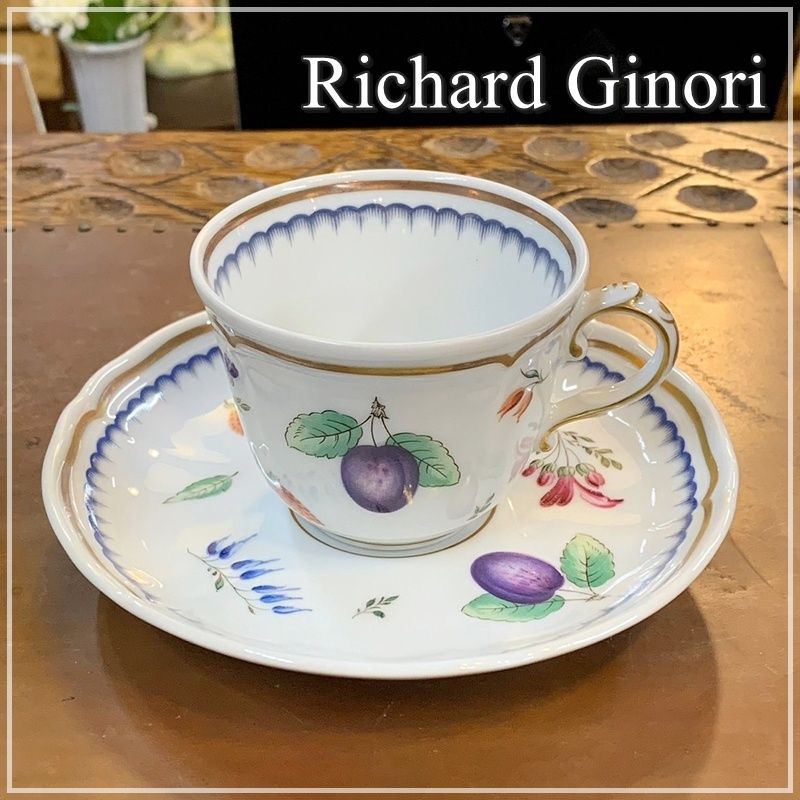 ジノリ1735／リチャードジノリ デミタスカップ＆ソーサー 1客 イタリアンフルーツ ドッチア窯 GINORI 1735／Richard Ginori  イタリア製 金彩 果物【RU0331-5】 - メルカリ