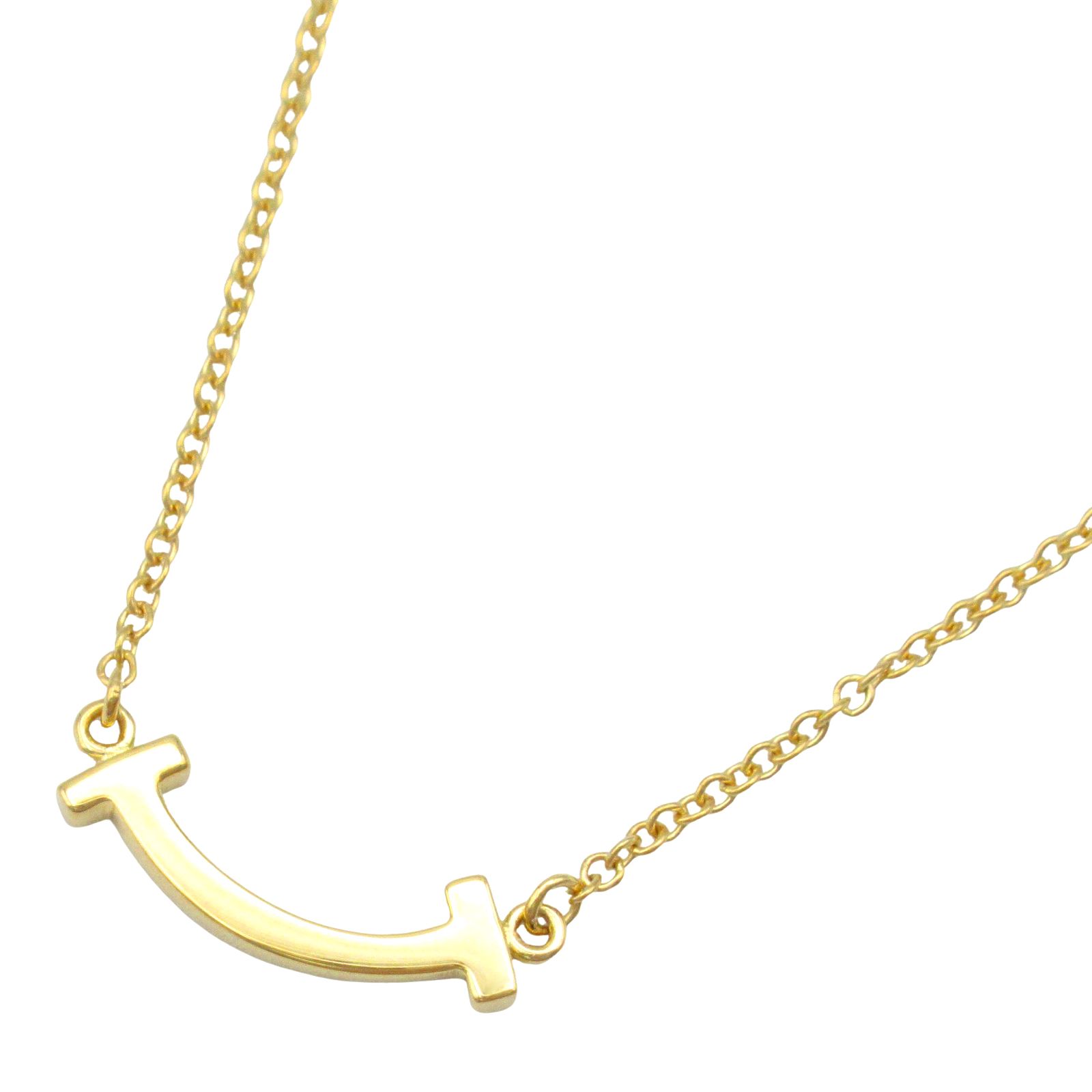 ティファニー TIFFANY＆CO ネックレス Tスマイル ミニ ネックレス 首回り40.5/45.5cm K18（イエローゴールド） Tスマイル ミニ ネックレス レディース Used A