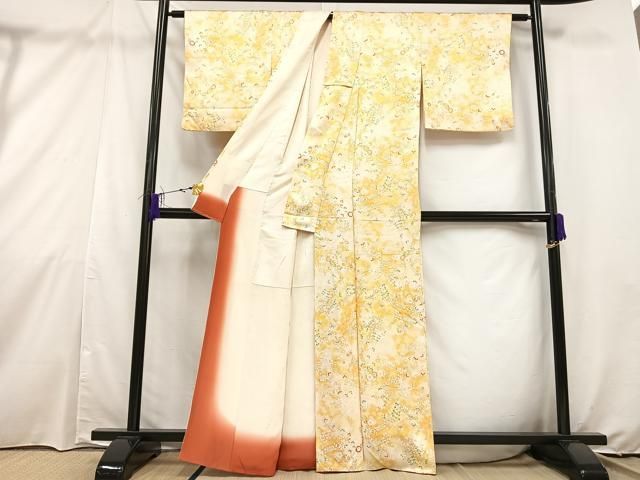 平和屋着物○上質な小紋 横段吉祥文 暈し染め 正絹 逸品