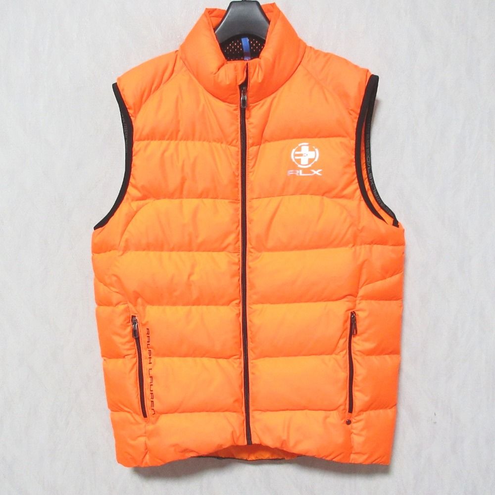 新品未使用 RLX ダウン 中綿 ベスト オレンジ ゴルフウェア 美品 RLX Ralph Lauren アールエルエックス ラルフローレン ロゴ
