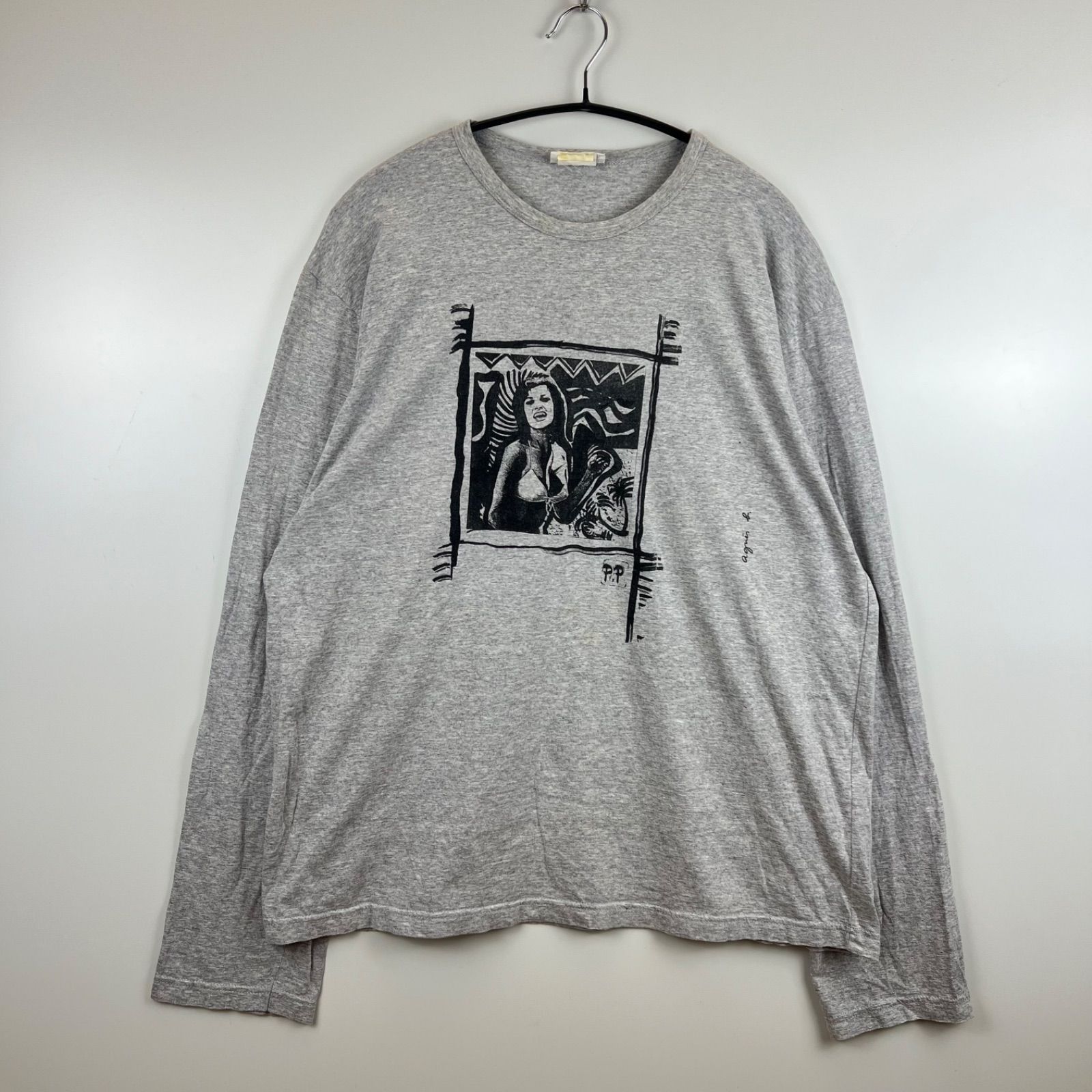 未使用タグ付き　アニエスベー　フランス製グラフィックプリントTシャツ WEB限定 ロゴ プリント コットン 半袖 Tシャツ ｜agnès b. HOMME