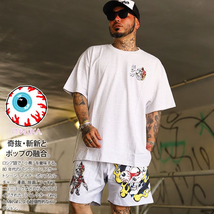 MISHKA 上下セット 半袖 ブランド Tシャツ ハーフパンツ メンズ 春夏用