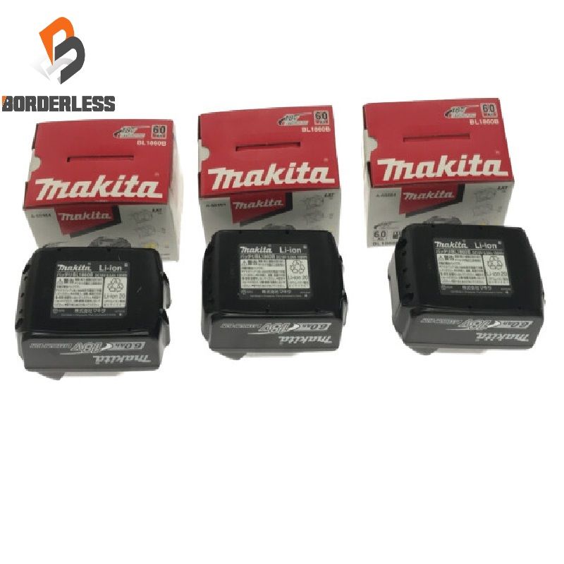 ☆未使用品3個セット☆makita マキタ 18V 6.0Ah 純正 リチウムイオンバッテリー BL1860B 残量表示付 リチウムイオン電池 蓄電池  94258 - メルカリ