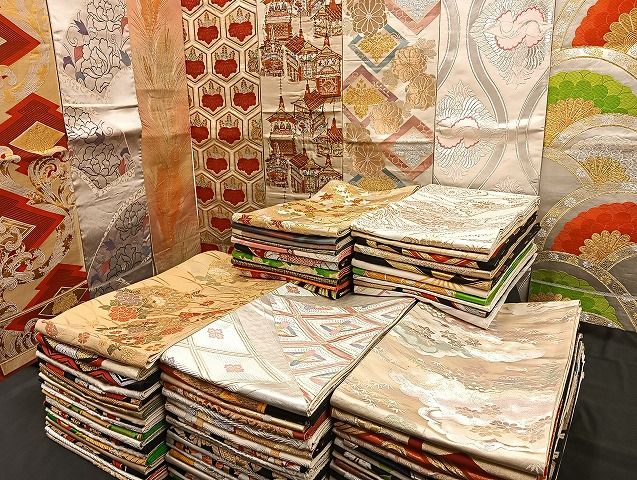 平和屋着物 袋帯 西陣 まとめて100点 向かい鶴 尾長鳥 人物 蝶 風景 松竹梅 花柄 金銀糸 など 着用 多数 あり 全て正絹 mmm856