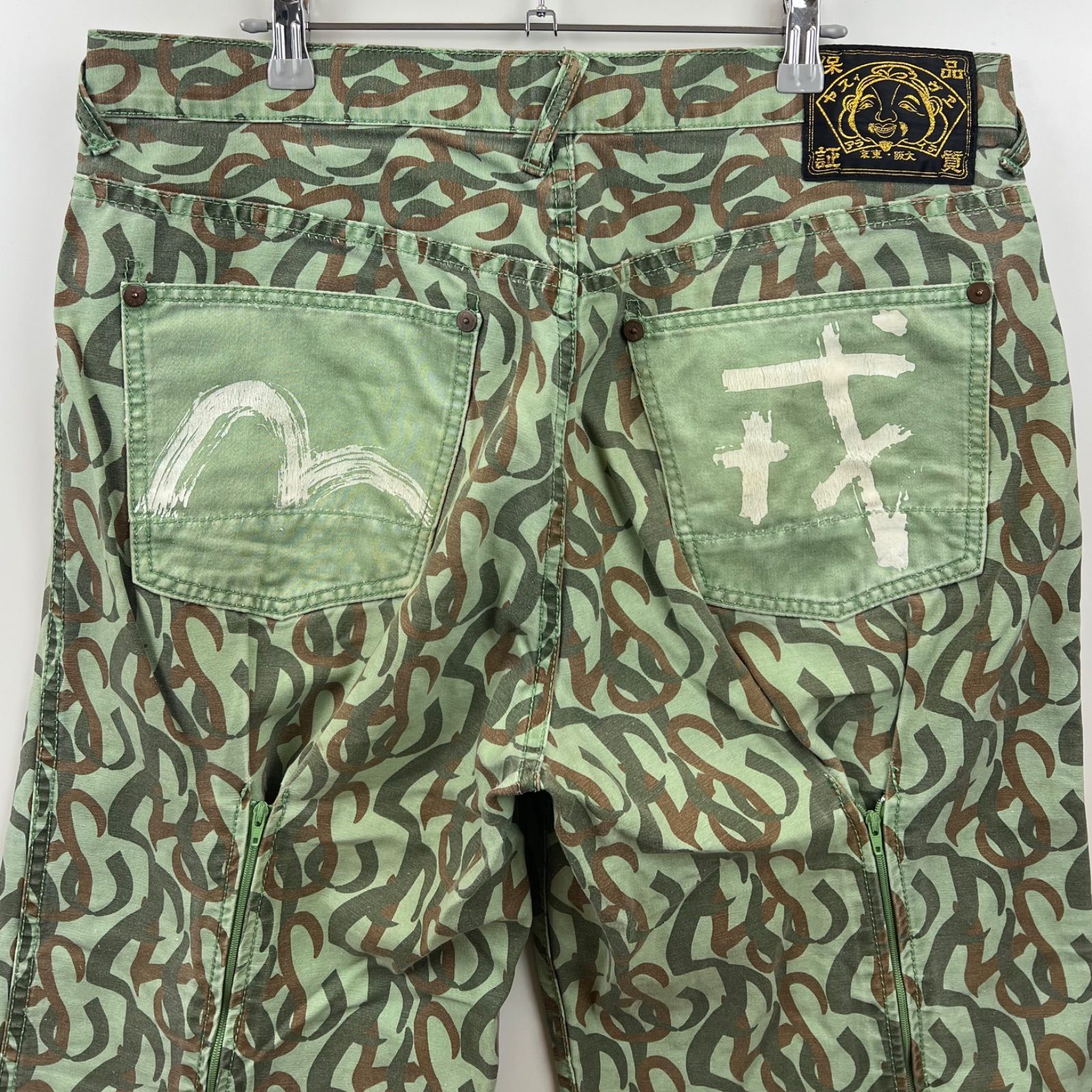 EVISU 00s y2k TRIBAL CAMO gimmick HALF pants 36 エヴィス