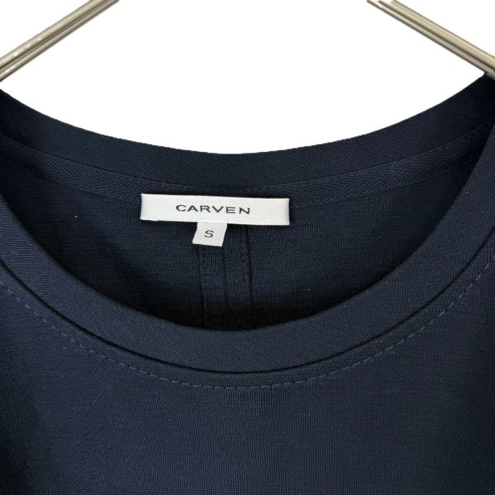  カルヴェン CARVEN カットソー 5分袖 レース くり抜き コットン チュニック ネイビー 紺 五分袖 七分袖 チュニック