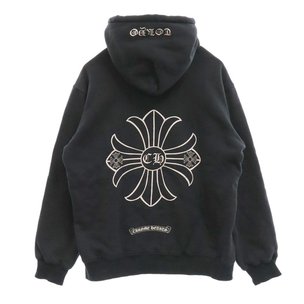 CHROME HEARTS (クロムハーツ) OLD CH PLUS CHプラス バックプリント サーマル プルオーバースウェットパーカー フーディー ネイビー