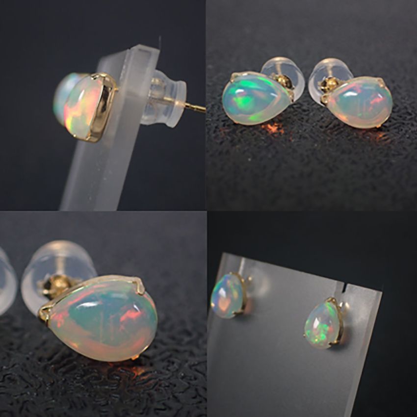 新品】K18 ペアシェイプ オパール ピアス[i11-7] - JewelerCHIC