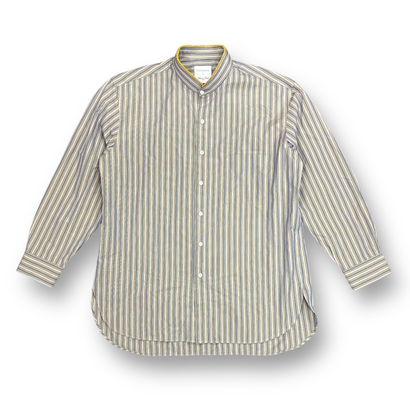 定価105400円 Cristaseya × Salvatore Piccolo COTTON HANDMADE MAO SHIRT  マオカラーストライプシャツ クリスタセヤ サルバトーレピッコロ コラボ 02SP-LB XL 81213A4 - メルカリ