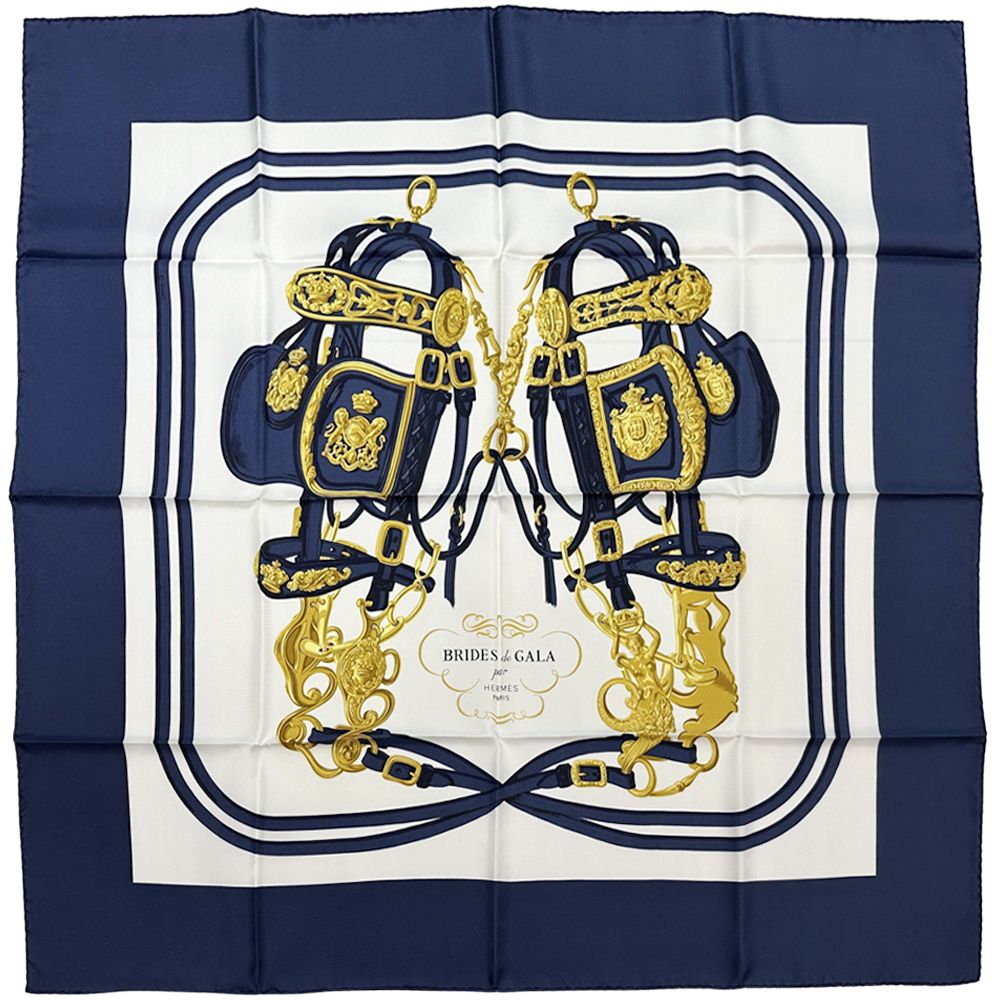 エルメス　カレ90 馬具柄 式典用馬勒　新品未使用 エルメス カレ90 BRIDES de GALA 式典用馬勒 スカーフ シルク