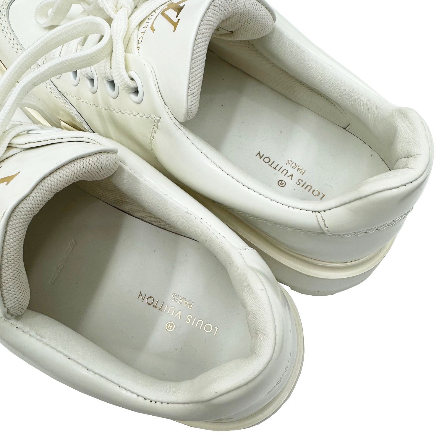 ルイヴィトンレザースニーカーダービーシューズホワイトモノグラム