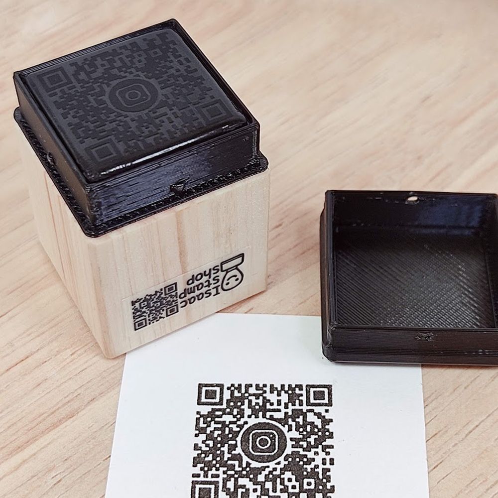 QRコードスタンプ＋アイコン記入】オーダーメイド 浸透印 18mm ショップスタンプ インスタグラム QRコード - メルカリ