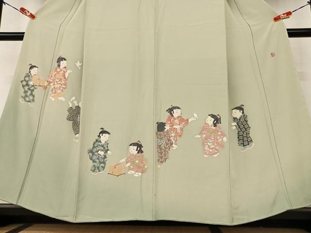 平和屋着物○十日町友禅作家 関口遼一 訪問着 童子遊び 暈し染め