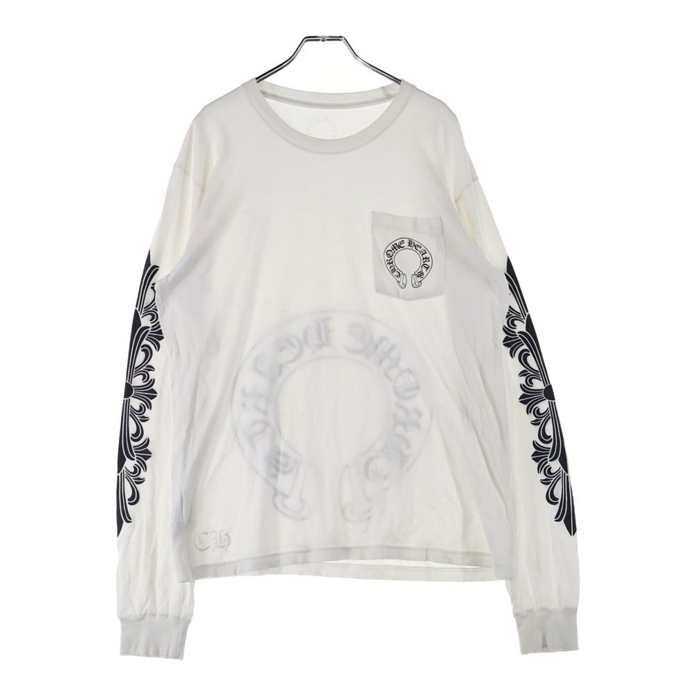 CHROME HEARTS クロムハーツ Floral Horseshoe L|S Tee フローラルホースシュー長袖Tシャツ カットソー ホワイト