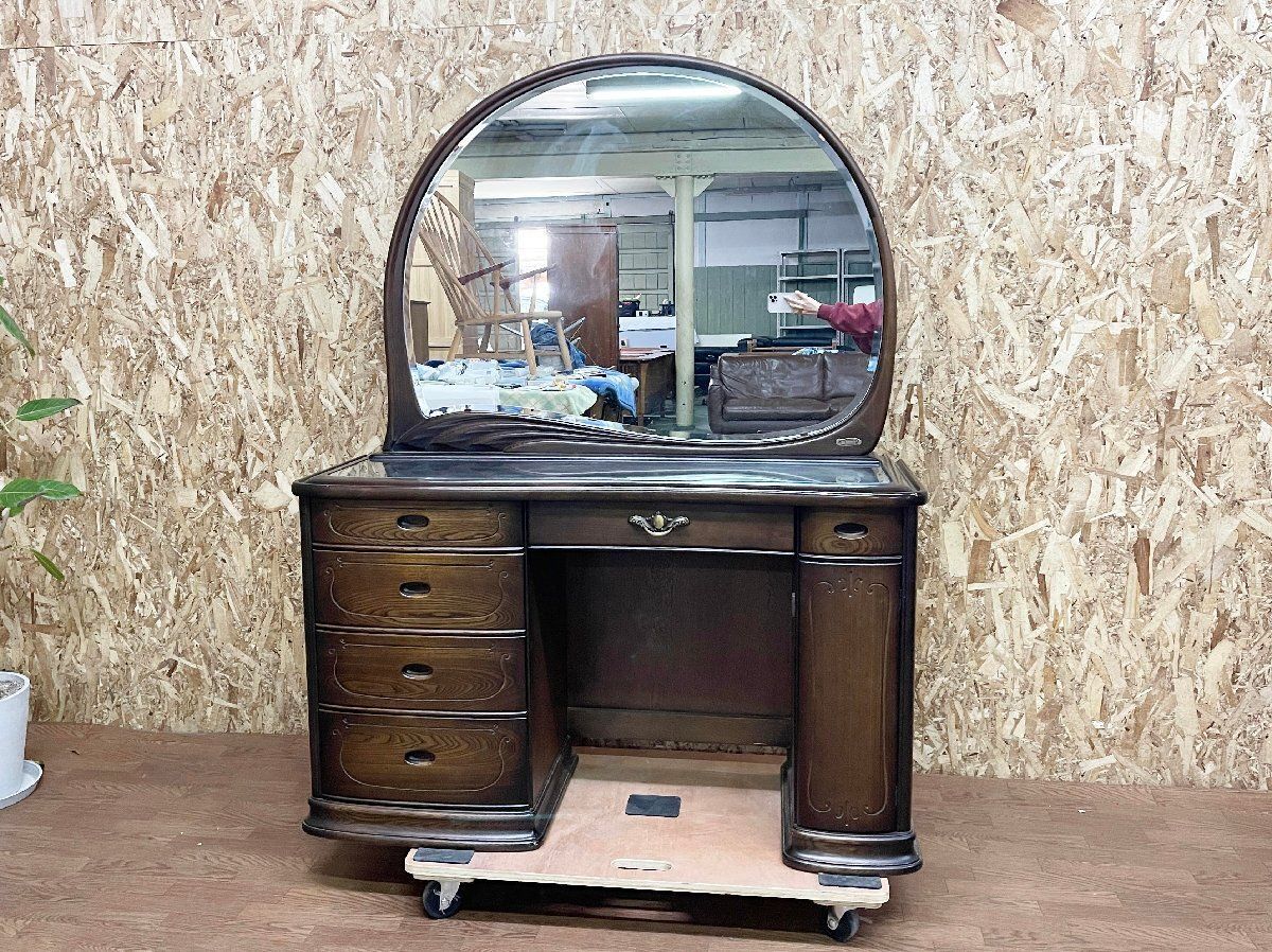 □大塚家具 IDC 松永工房 化粧台 鏡台 ドレッサー 一面鏡 ヨーロピアン 