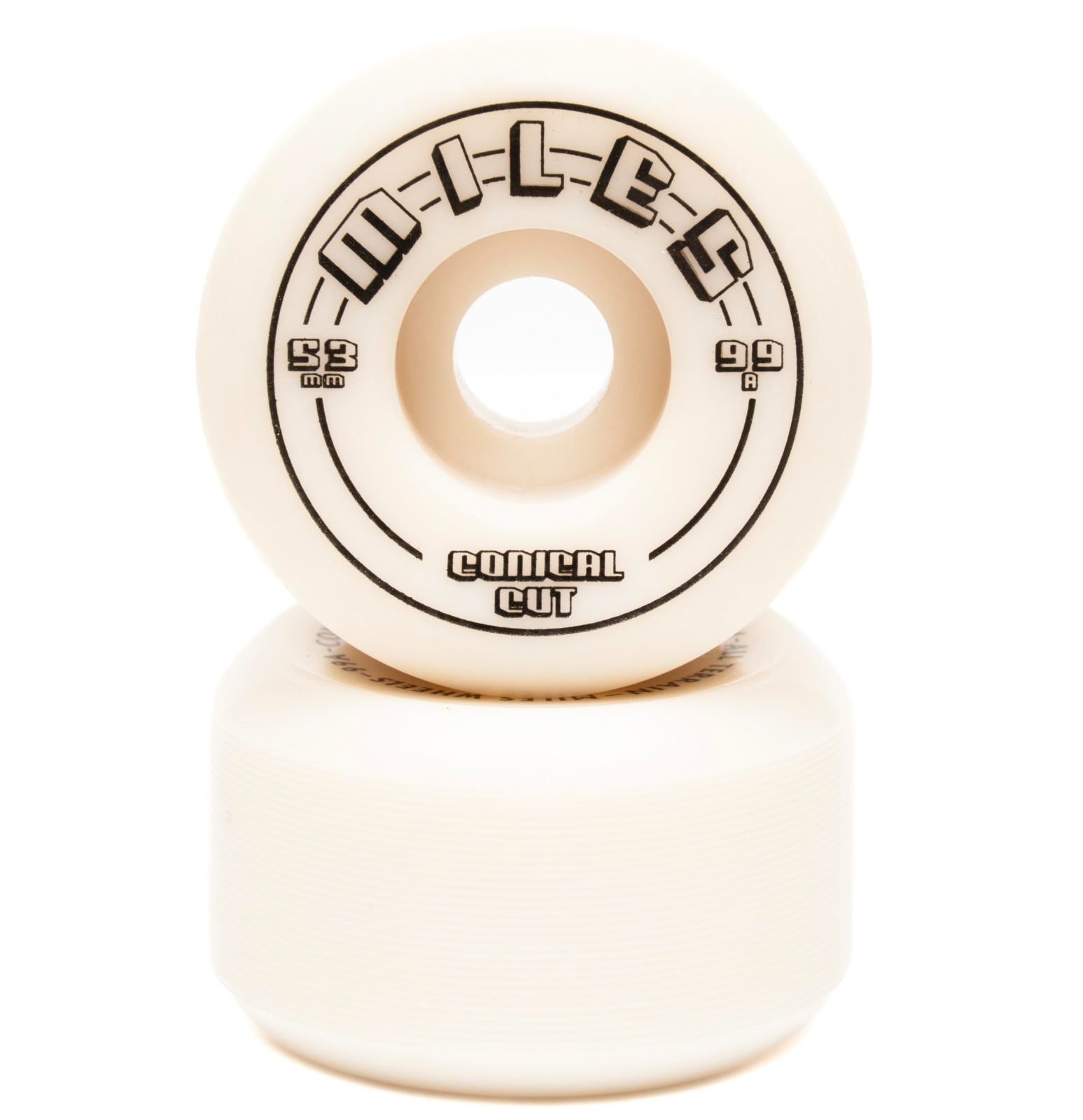 ホワイト マイルズ MILES WHEELS スケートボード ウィール 99a 53ｍｍ コニカル ハード 99 DURO CONICAL４個セット スケボー ストリート ホワイト