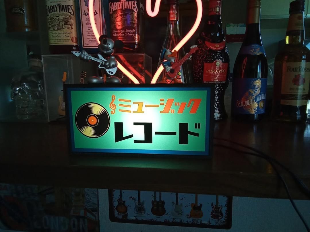 レコード ミュージック CD 昭和 レトロ 看板 置物 雑貨 LED