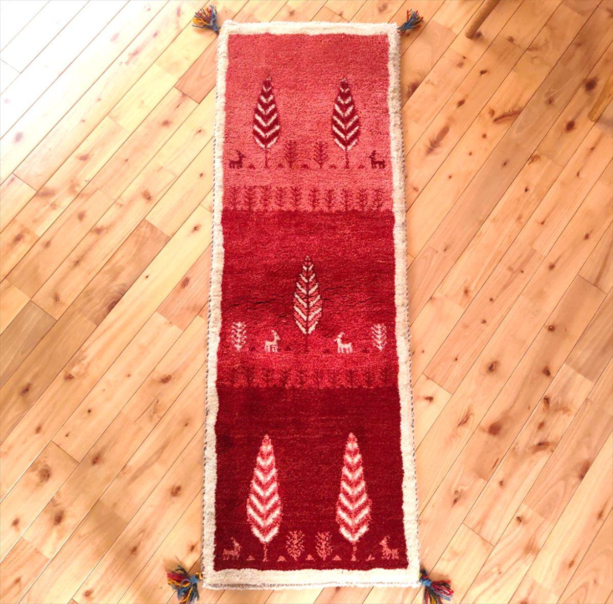 感謝キャンペーン】ペルシャ ギャッベ リビング 195×150 桃色 花