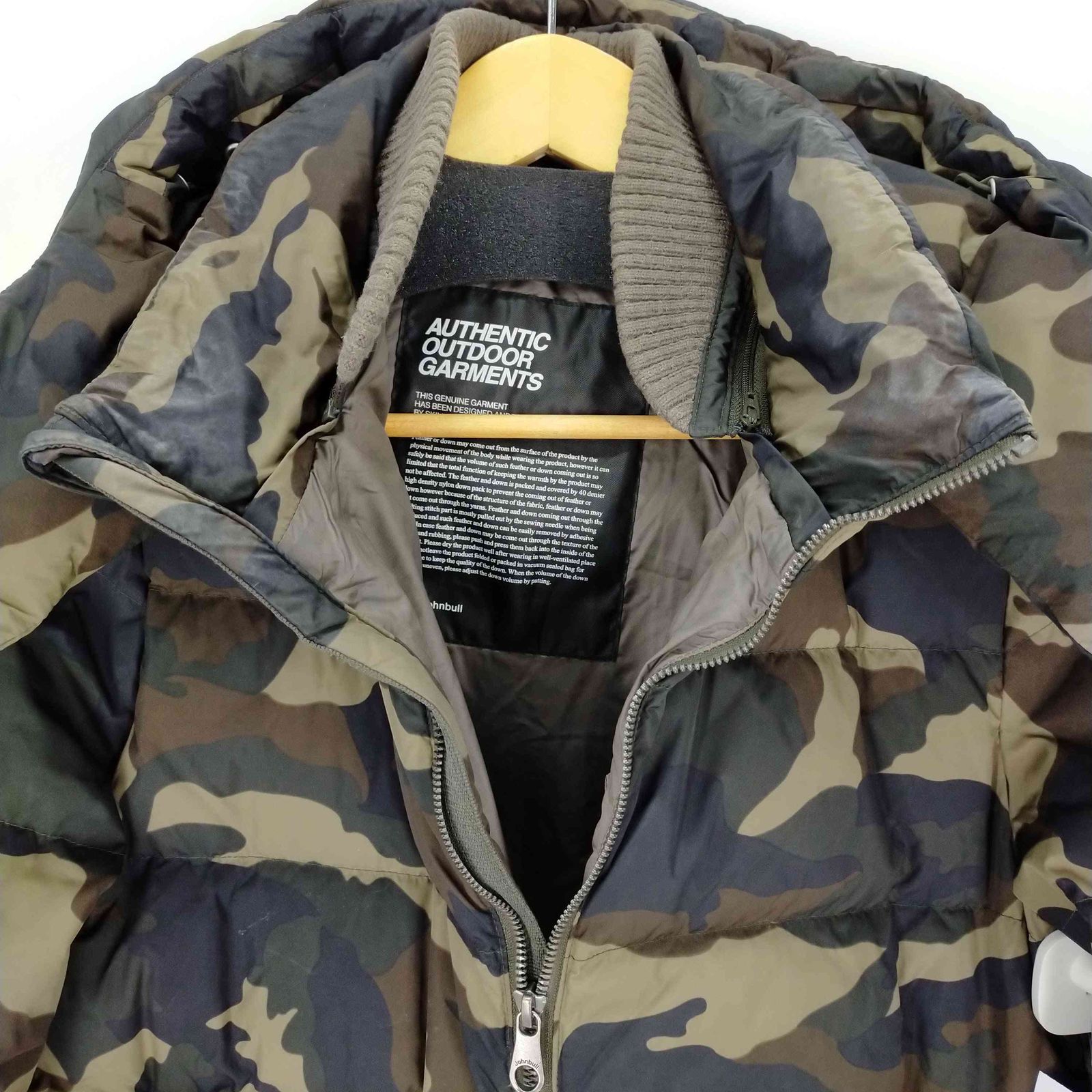 ジョンブル Johnbull 迷彩 フーデッドダウンジャケット フード着脱可 