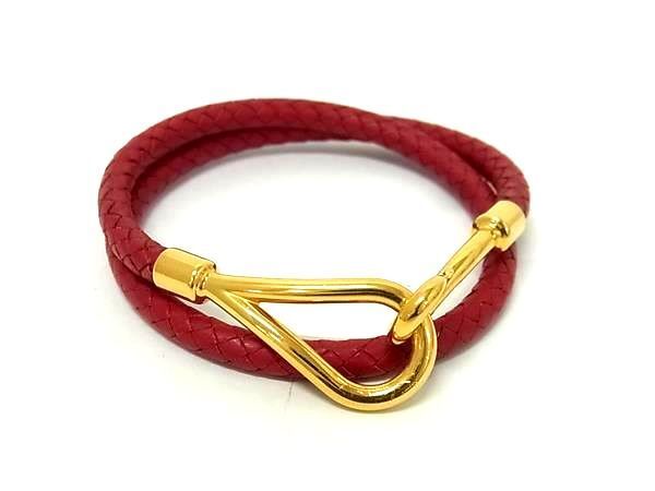 【美品】HERMES ジャンボ 2連 ブレスレット チョーカー レザー ゴールド 美品 HERMES エルメス ジャンボ チョーカー ネックレス 2連