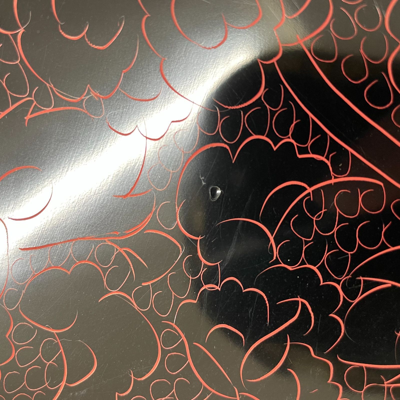 越前塗 沈朱 牡丹彫 漆塗 木製漆器 菓子器 24cm - メルカリ