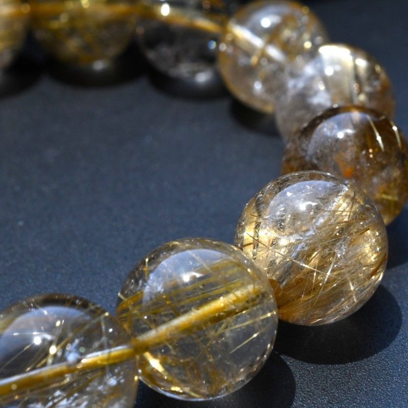 金運アップ！ゴールデンタイチンルチルクォーツブレスレット14mm