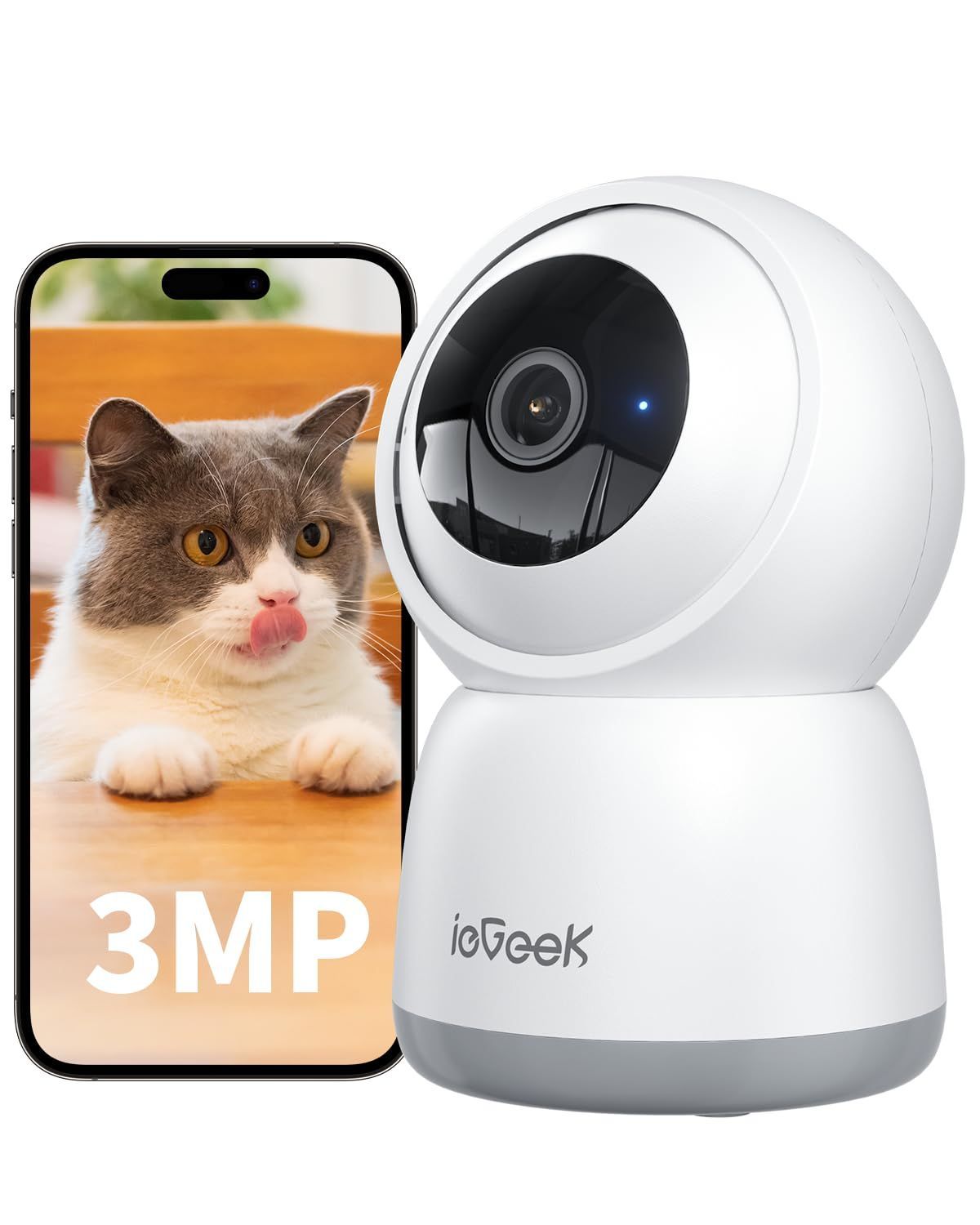 新品 【360自動定期見回り・5GWiFi対応・2025年新登場】ieGeek 見守りカメラ ペットカメラ iphone対応 可上下自動追尾 レンズのオフ可能 300万画素 赤外線暗視 双方向会話 PTZ首振り プリセット機能 防犯カメラ 室内 24h常時録