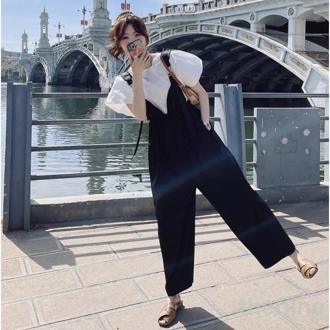 フリル サロペット パンツ レディース 夏 春 オールインワン 大人 サロペットパンツ ワイドパンツ 春秋 ウエストマーク タンクトップ