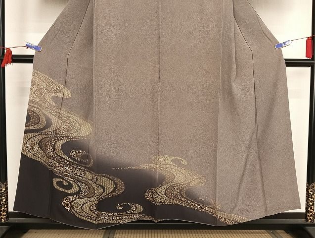 平和屋着物○印傳 訪問着 江戸小紋 流水花文 正絹 逸品 AAAT9447np