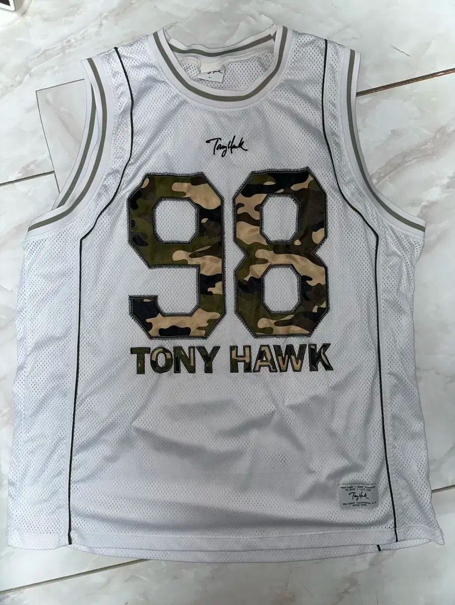 トニーホーク 98 メッシュ トラック ノースリーブ Tシャツ 白 バスケット