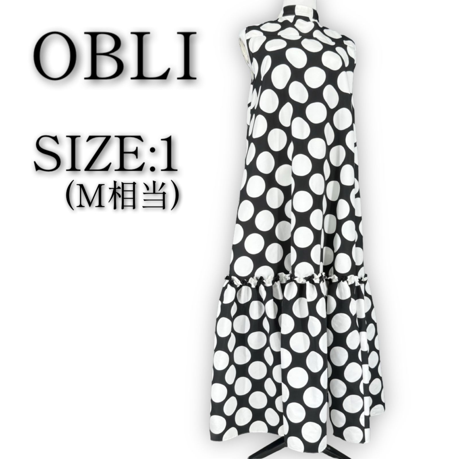 (美品) OBLI 、ドットグログランワンピース、1サイズ グログランドットワンピース | DRESS | OBLI
